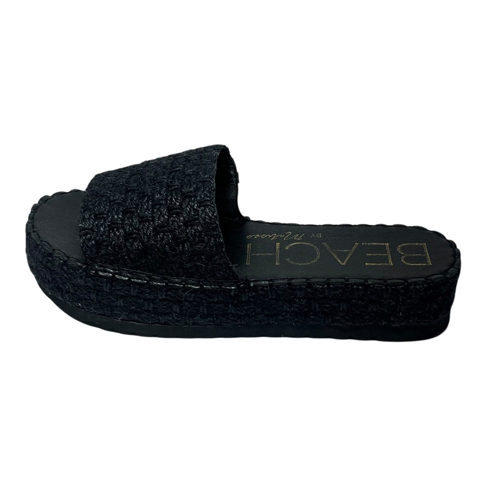 BEACH by Matisse Black Jute Platform Espadrille Slides Women's Size 9‎